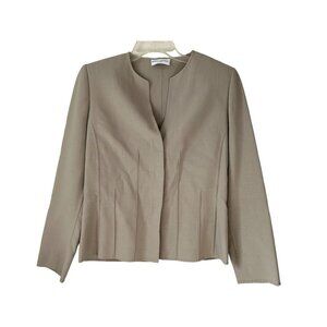 Women's Made in Italy Mirella Cavorso Wool Cardigan Jacket Beige Stitched